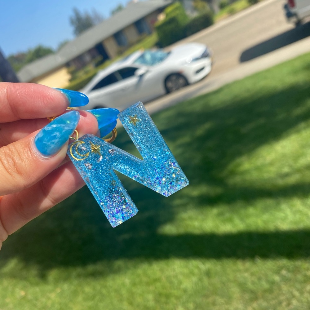 Letter N resin keychain